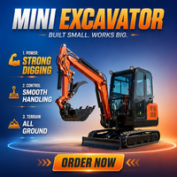 Mesin Excavator Mini Crawler, Mesin Penggali Kecil, Bersertifikasi ISO CE dan Euro 5 EPA Kubota Mini 3 Ton Bagger