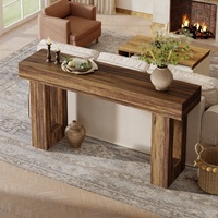 Table d'entrée style farmhouse Tribesigns avec plateau épais, table rectangulaire en bois pour salon, couloir