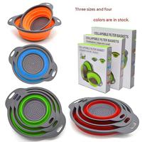 Direct beschikbare plastic ronde afdruipmandjes, inklapbaar, 3-delige set, voor het wassen van groenten en fruit