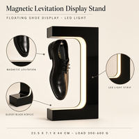 Support d'affichage à lévitation magnétique pour chaussures, avec éclairage LED, en acrylique noir brillant, fabrication OEM