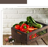 Panier en bois Vintage, lot de 2 boîtes de rangement pour pain, fruits, légumes, pain, benne à poser sur plan de travail, pour la cuisine et la salle de bains en vente