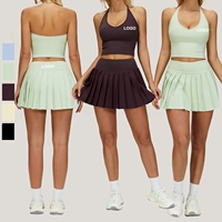 Ensembles de yoga en nylon et élasthanne personnalisés, ensembles de vêtements de pickleball, respirants, mini-jupes de golf et de tennis, vêtements de sport de yoga, ensembles de tennis pour femmes