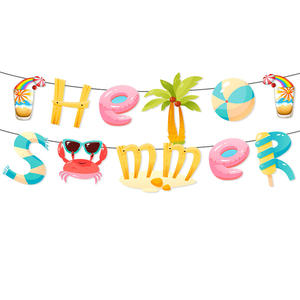 Banner de letras de decoración de fiesta temática de verano Hello moderno con tema de cumpleaños de Hawaii - Product Image 6