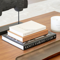 Lot de 2 livres décoratifs en lin pour table basse avec impression personnalisée en gros
