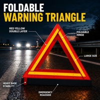 Triangle de signalisation réfléchissant pliable rouge et jaune, double couche, base robuste, pour voiture, camion, urgence routière