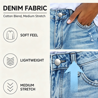 Shorts en jean taille haute déchirés pour femme, coupe délavée, extensibles, en denim, vente en gros pour l'été