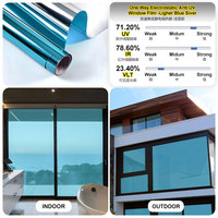 Película de Vinilo para Ventanas con Efecto Espejo Unidireccional Plateado, Control de Calor, Protección UV e Impermeable para Edificios