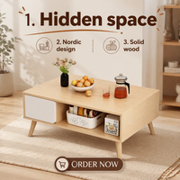 Meja Kopi Kayu Solid Modern yang Dapat Diperpanjang untuk Ruang Tamu, Kamar Tidur, Meja Samping Sofa, Meja Teh, Kantor Rumah