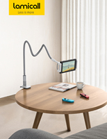 Support de tablette flexible Lamicall LS02 à col de cygne avec forte adhérence, support de téléphone à bras long, support de lit et pince de bureau pour diffusion en direct