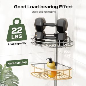 Étagère d'angle murale sans perçage pour salle de bain, organisateur gain de place pour douche et toilettes domestiques - Product Image 5