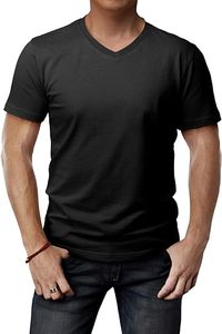 Maillot de corps décontracté à manches courtes coupe ajustée pour hommes doux et léger en jersey col en V taille XS à 3XL t-shirts - Product Image 5