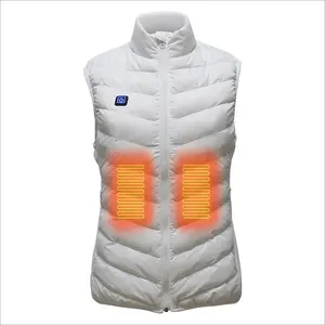 Women's Winter Lightweight USB Rechargeable Thermal Heated Waistcoat Fabric Vest with Zipper Logo Pattern Outer Wear