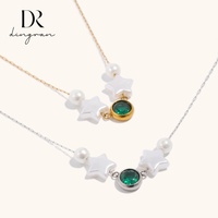 Collier Étoile en Acier Inoxydable Plaqué Or 18K Dingran avec Perle et Pendentif Zircon Vert pour Femme – Bijoux Tendance et Élégants en Gros