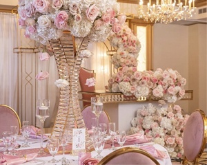 Ourwarm Bảng Trang Trí Bình Bạc Vàng Hình Học Trumpet Hoa Cưới Centerpieces Đứng - Product Image 2