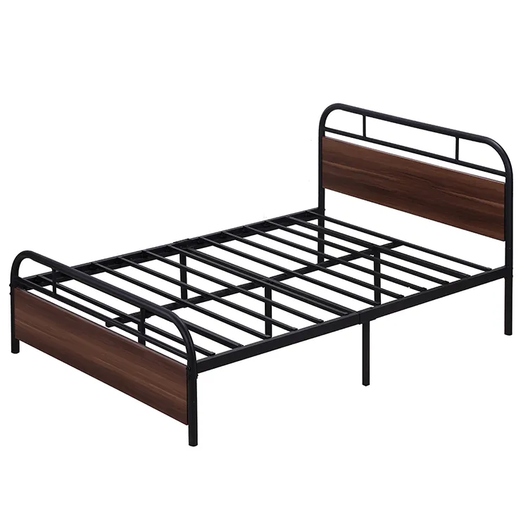 Free Sample Modern Design Black Bed Base Custom Queen Size Cheap Price Heavy Duty Single Metal Bed Frame