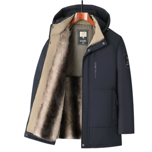 Veste de travail d'hiver <span class=keywords><strong>en</strong></span> molleton 100% coton poids lourd pour hommes matures, col rabattu, coupe décontractée, fermeture éclair avant, ODM à capuche - Product Image 2