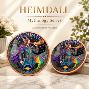 Moneda de Cobre Fino 999 de 5 oz, Diseño <span class=keywords><strong>Heimdall</strong></span> Norse Heritage, Alto Relieve, Efecto UV, Arte Escandinavo, Decoración Electrochapada - Product Image 1
