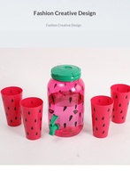 Seau et pot en plastique de qualité alimentaire de 3,8 L avec motif de graines de pastèque sur la coque extérieure, récipient pour boissons