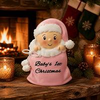 Ornement de Noël en résine pour le premier Noël de bébé, sac de Père Noël en polaire avec chapeau moelleux, haute qualité, durable, 6 couleurs, cadeau à suspendre à l'arbre