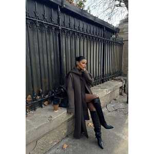 Gabardina Marrón con Botones y Cinturón, Impermeable, de Cuero PU, con Forro de Lino para Primavera, Otoño e Invierno, Peso Personalizable - Product Image 2