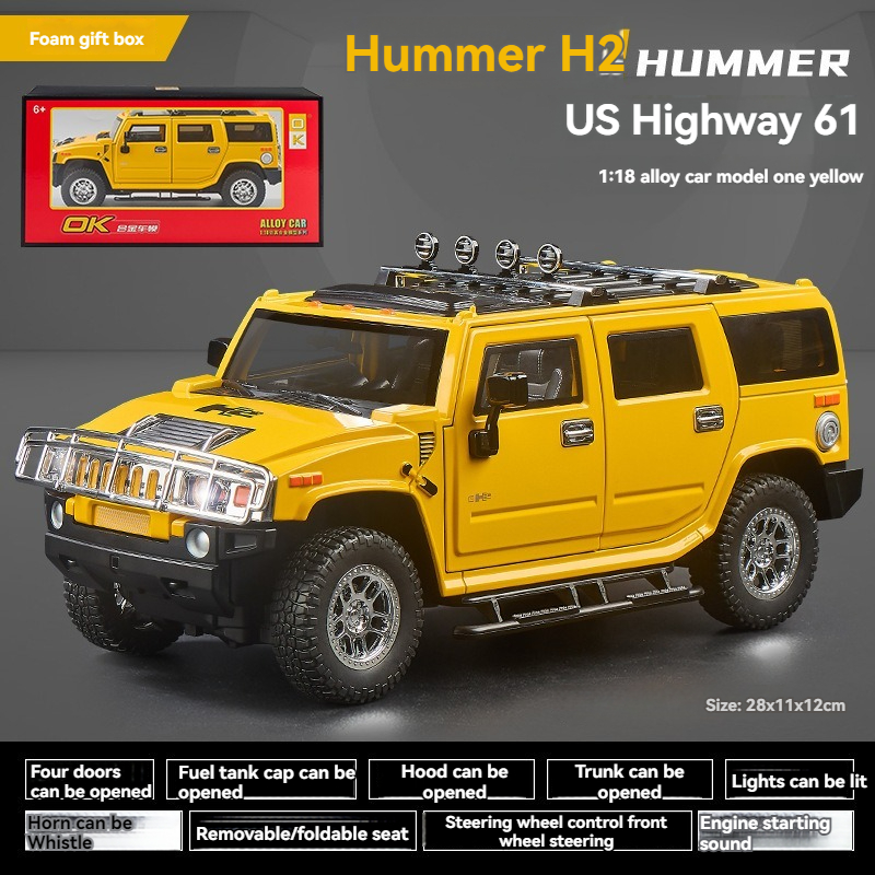 1/18 HUMMER H2 Highway 61 SUV Alloy Car Model Diecast Metal