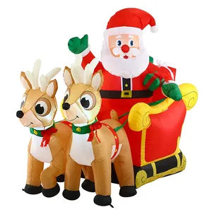 Inflatable Christmas Yard Decorations 6 FT Long Christmas Inflatable Santa Claus on Sleigh for Christmas Party