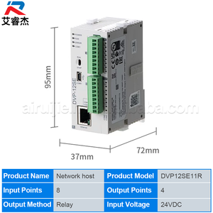 Nuevo Controlador Lógico Programable (PLC) DVP12SE11R Original, DVP12SE11T, 8 Entradas Digitales, 4 Salidas de Relé, 24VDC, Interfaz Ethernet - Product Image 2