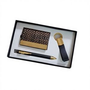 Mejor Oferta al por Mayor, Tarjetero de Cuero y Metal Personalizado de Lujo, Paquete Combinado con Bolígrafo, Llavero Promocional para Empleados - Product Image 1