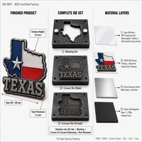 Imán de recuerdo con mapa del estado de Texas personalizado, imán de aluminio para refrigerador de 1.3 mm de grosor, relieve 3D, forma personalizada, adhesivo duradero para refrigerador