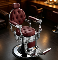 Fauteuil de barbier chromé rétro, fauteuil inclinable hydraulique pour hommes, mobilier de salon de coiffure