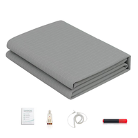 Drap plat de mise à la terre gris en coton biologique premium avec 5 % de fibres d'argent, drap conducteur pour une meilleure qualité de sommeil et un meilleur soutien à la récupération