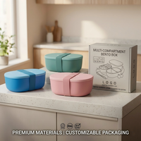 Boîte à bento écologique en PP à 2 compartiments, récipient alimentaire étanche, boîte à lunch pour l'école et le bureau avec emballage personnalisé avec logo