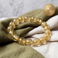 Bracelet en Citrine Naturelle Brésilienne et Quartz Rutile Doré 10mm - Attraction de Richesse et Succès, Cadeau Spirituel Unisexe