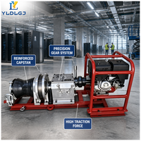YILI Cabrestante de tracción tipo cabrestante con estructura de riel roja, jaula de seguridad, tambor de motor tipo reloj de arena, extractor de cables, grillete de anclaje y máquina de tendido