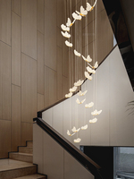 Nordique Duplex Restaurant LED Salon Escalier Lustre Lumière De Luxe Creative Papillon Art Lustre Éclairage