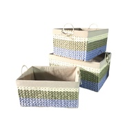 Boîtes en papier colorées, boîtes de rangement en papier doublées de rotin, paniers de rangement pour enfants, paniers à linge, paniers à collations