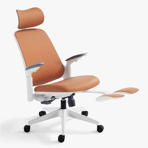 Fauteuil de bureau ergonomique moderne en cuir de qualité supérieure avec massage, base en acier, vérin à gaz certifié, inclinable et pivotant pour cadre dirigeant - Product Image 2