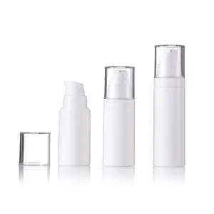 Cylindrical 20ML 30ML 50ML White PP Plastic Airless Pump Bottle With Lotion Pump