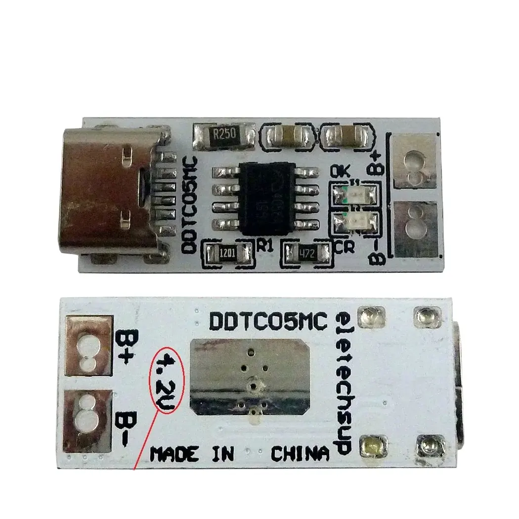 DDTC05MC USB tipe-c, modul pengisi daya baterai Lithium li-po Li-ion 5V sampai 4.2V 4.35V untuk baterai ponsel 3.7V 3.8V 18650