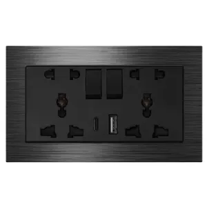 Wall Mount Double Combination Universal Five Hole Nice Sockets with Type C and USB