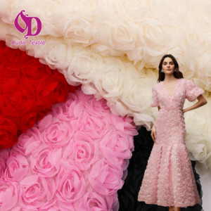 100% elegante <span class=keywords><strong>Tulle</strong></span> in poliestere 3D nastro rose tessuto <span class=keywords><strong>ricamato</strong></span> per le donne ragazze borse per la festa di nozze tessuti per la casa - Product Image 1