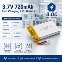 Batterie au lithium de qualité supérieure à cycle de vie longue durée 3,7 V 720 mAh à charge rapide pour écouteurs Bluetooth portables et accessoires audio
