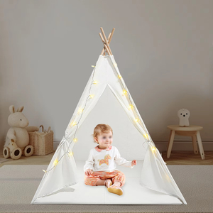Tela de algodón 4 postes tamaño personalizado niños al aire libre interior indio blanco tipi tiendas de campaña casa para niños - Product Image 5