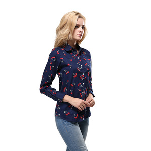 Chemisier à manches longues pour femmes, Vintage, à fleurs, col rabattu, à carreaux, été - Product Image 6