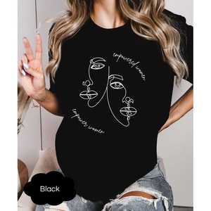 Maglietta Femminista 'Empowered Women Empower Women' in Cotone per Donna, Girocollo, Manica Corta, Casual, per Tutte le Stagioni, Internazionale - Product Image 3