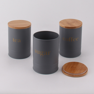 Juego de 3 botes de metal para cocina, juego de almacenamiento con tapa de bambú, ahorro de espacio, para té, café y azúcar - Product Image 5