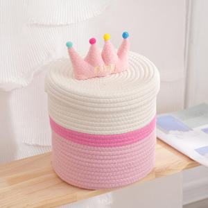 Cesta de Almacenamiento Pequeña de Cuerda de Algodón, Tapa Ecológica, Plegable, Moderna, para Uso Diario, Bono de Almacenamiento para Bebé - Product Image 2