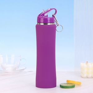Bouteille isotherme sous vide en acier inoxydable, design cintré, 600ml 750ml, portable, avec couvercle à paille, réutilisable pour la randonnée et les voyages - Product Image 5