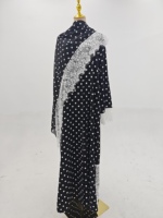 Abaya ouverte à pois MEXIZO 2026 avec bordure en dentelle et ensemble hijab en mousseline assorti – Robe Abaya Kaftan islamique modeste pour femmes musulmanes