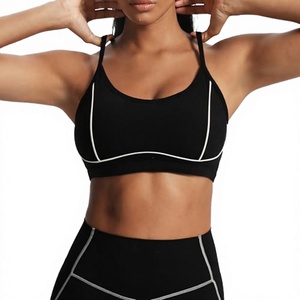 Wholesale Breathable Front Logo <b>Open</b> Back Brushed Women Gym <b>Bra</b> Activewear <b>Bras</b> Double Shoulder Strap Yoga <b>Bra</b> - Product Image 2